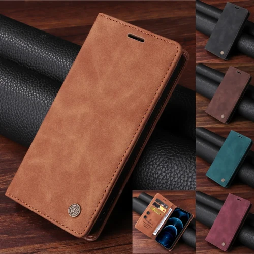 Retro Matte Luxury Flip Wallet Case For Samsung Galaxy S24+ S23 FE S22 Ultra S24Plus S24Ultra 5G Solid Colors Phone Cover Bags