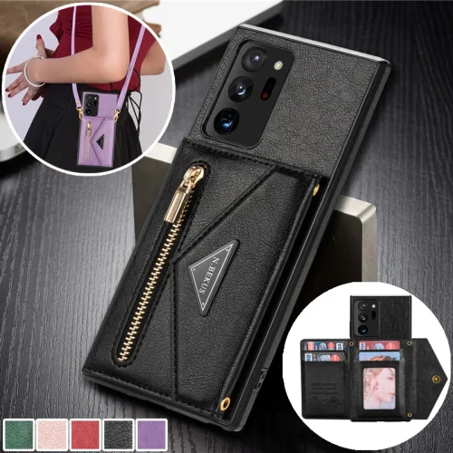 Long Lanyard Zipper Wallet Card Case For Samsung Galaxy S24 Ultra S23 FE S21 Plus S20 A54 A53 A13 A52 Flip Leather Cover Coque