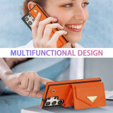 Long Lanyard Leather Phone Case For Samsung Galaxy S24 Ultra S23 FE S22 S21 S20 Plus Multi Card Wallet Crossbody Bag Cover Coque