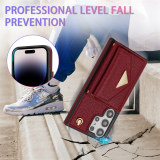 Long Lanyard Leather Phone Case For Samsung Galaxy S24 Ultra S23 FE S22 S21 S20 Plus Multi Card Wallet Crossbody Bag Cover Coque