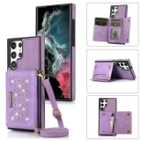 Long Lanyard Flip Leather Phone Case For Samsung Galaxy S24 Ultra S23 FE S22 S21 S20 Plus A14 A54 A13 A53 Wallet Card Cover Etui