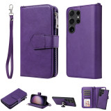 Wallet Multi-card 2-in-1 Zipper Magnetic Flip Leather Case For Samsung Galaxy S24 Ultra S23 Plus S22 S21 S20 FE S10 Note 20 10 9