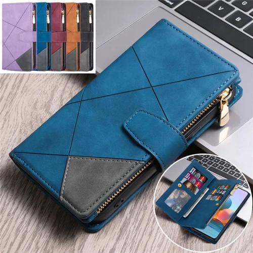 Flip Leather Phone Case For Samsung Galaxy S24 Ultra S23 FE S21 S20 S10 S9 Plus Note 20 10 Zipper Wallet Multi Card Cover Coque
