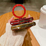 Folding Kickstand Glitter Diamond Mirror Clear Case for Samsung Galaxy S22 S23 Plus S24 Ultra Wireless Charging Magnetic Cover
