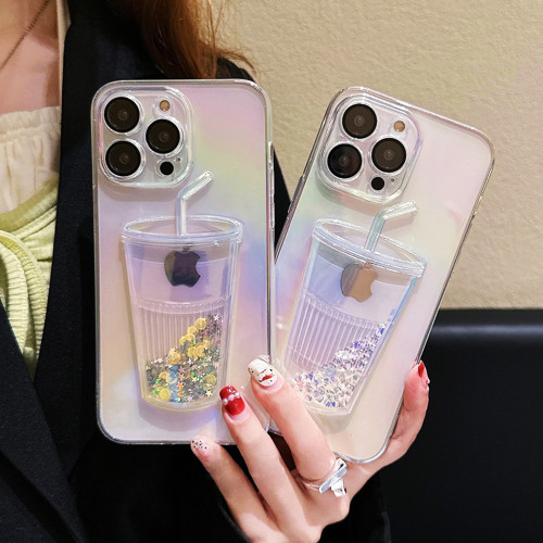 Gradient Laser Glitter Wine Glass Quicksand Clear Phone Case for Samsung Galaxy S24 Ultra S23 S22 Ultra Shockproof Soft Cover