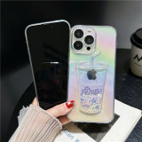 Gradient Laser Glitter Wine Glass Quicksand Clear Phone Case for Samsung Galaxy S24 Ultra S23 S22 Ultra Shockproof Soft Cover