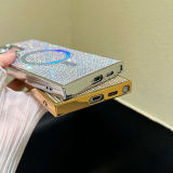 Luxury Glitter Shining Diamond Plating Hard Phone Case for Samsung Galaxy S23 S24 Ultra Wireless Charging Magnetic Cover