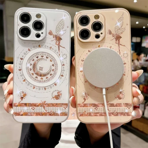 Luxury Colorful Magsafe Case For iPhone 16 15 Pro Max 11 12 13 Pro 14 Plus Shockproof Magnetic Wireless Charging Glossy Case