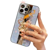 Luxury 3D Butterfly Rhinestone Glitter Bracket Case For iPhone 16 15 Plus 14 13 12 11 Pro Max Plus Mirror Glossy Shockproof Cover
