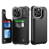 Luxury Glitter Bling Cards Slot Holder Wallet Flip Phone Case For Samsung Galaxy S24 Ultra Plus Purse PU Leather Back Cover