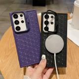 Lens Holder Magnetic Case for Samsung Galaxy S24 S23 FE Plus Ultra Anti-fall Honeycomb Dissipate Heat Wireless Charge Soft Cover