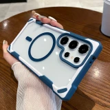 Luxury Transparent Magnetic Wireless Charge Case For Samsung Galaxy S24 Ultra S24Plus Rugged Shockproof Armor Acrylic Hard Cover
