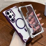 Luxury Transparent Magnetic Wireless Charge Case For Samsung Galaxy S24 Ultra S24Plus Rugged Shockproof Armor Acrylic Hard Cover