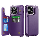 Luxury Glitter Bling Cards Slot Holder Wallet Flip Phone Case For Samsung Galaxy S24 Ultra Plus Purse PU Leather Back Cover