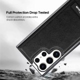 Thin Leather Electroplated Invisible Stand Phone Case For Samsung Galaxy S22 S23 S24 Ultra Anti-fingerprints Seismic Cover
