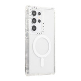 Luxury Transparent Shockproof Airbag Magnetic Wireless Charge For Magsafe Case For Samsung Galaxy S24 Plus Ultra 5G Clear Cover