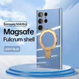 For Samsung S24 Ultra Plus Luxury 6D Electroplated Solid Color Magnetic Holder Phone Case TPU Wireless Charging Drop Cover