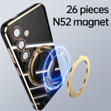 For Samsung S24 Ultra Plus Luxury 6D Electroplated Solid Color Magnetic Holder Phone Case TPU Wireless Charging Drop Cover
