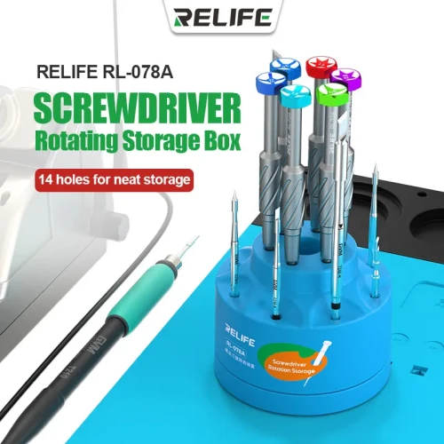 RELIFE RL-078A Multi-function Screwdriver Storage Holder Rotating Box Rotate with Card Slot and Non-Slip Base Storage Box