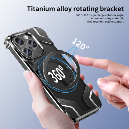 Magnetic for Magsafe Rimless Clear Phone Case For iPhone 15 Plus 14 Pro Max Alloy Rotating Bracket Metal Ring Holder Hard Cover