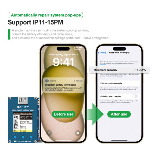 RELIFE XA2 Pro Battery Efficiency Life pop-up Tester Supports iPhone 11-15 Series Battery Repair Pop-up Function