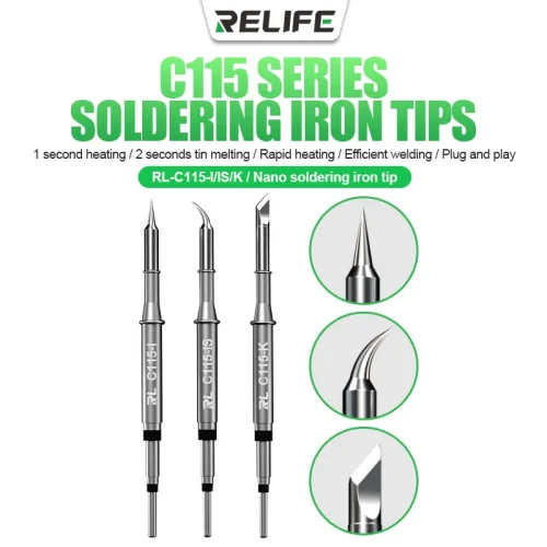 NEW RELIFE C115 Series Soldering Iron Tips for GVM T115 JBC 115 Series SUGON 3602D T36 Handle Head Replacement 3 Model