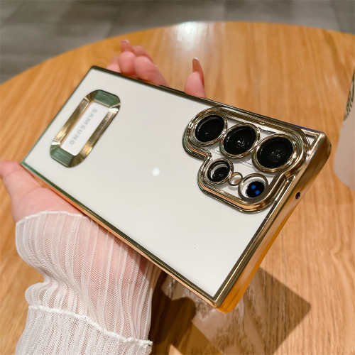 For Samsung Galaxy S24 Ultra S22 Plus S23 FE A54 A34 A24 A53 A33 Electroplated Transparent Lens Film Protection Shockproof Cover
