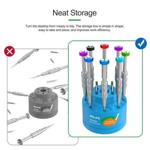 RELIFE RL-078A Multi-function Screwdriver Storage Holder Rotating Box Rotate with Card Slot and Non-Slip Base Storage Box