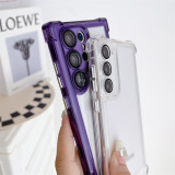 Luxury Transparent Phone Case For Samsung Galaxy S24 Ultra S23 FE S22 Plus Camera Protection Shockproof Bumper Clear Cover Shell