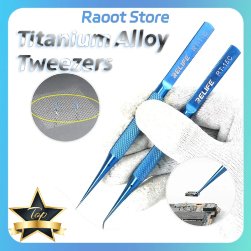 RELIFE RT-11C RT-15C Titanium Alloy Precision Professional Soldering Tweezers for Mobile Phones Motherboard BGA Repair Tools Set