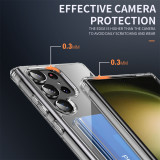 Wallet Card Slot Holder Clear Case For Samsung Galaxy S24 Ultra S23 S22 Plus S21 S20 FE Transparent Shockproof Acrylic Cover