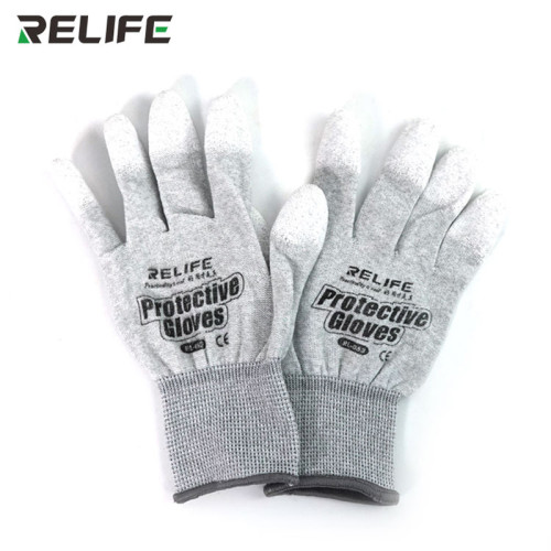 RELIFE RL-063 Anti Static Antiskid Gloves PU Insulation Coated Finger Protection Electronic Working Gloves For Phone Repair