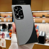 Luxury Ultra Thin Leather Pattern Phone Case For Samsung S24 Ultra S24 Plus Two Color Block Shockproof Bumper Back Veneer Cover