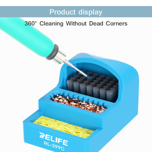 RELIFE RL-599C 3-in-1 Soldering Iron Tip Cleaner High Temperature Resistant Mini Multifunctional Tin Removal Box