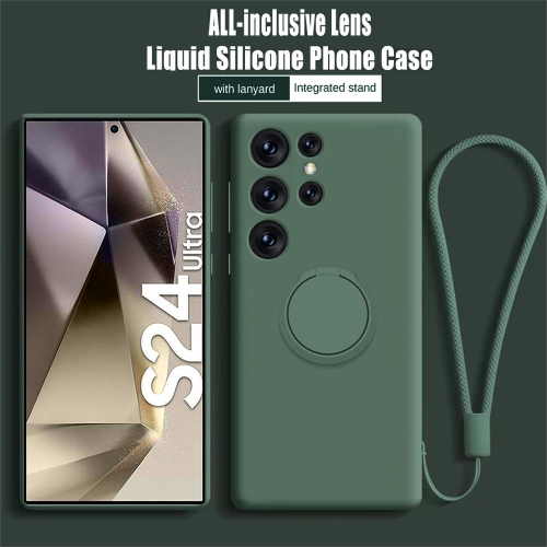 Liquid Silicone Case For Samsung S24 S23 Ultra S22 S21 S20 FE S10 S9 Plus Note 20 Ultra 10 Plus Magnetic Ring Holder Phone Cover