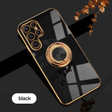 Plating Magnetic Silicone Case For Samsung S24 Ultra S23 S22 S21 FE S20 Plus Note 20 Ultra 10 9 8 Ring Holder Stand Phone Cover
