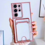 Transparent Plating Case For Samsung S24 Ultra S23 Plus S22 S21 S20 FE Capa For Samsung Note 20 Ultra 10 Card Holder Phone Cover