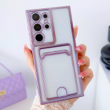 Transparent Plating Case For Samsung S24 Ultra S23 Plus S22 S21 S20 FE Capa For Samsung Note 20 Ultra 10 Card Holder Phone Cover
