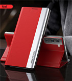 Leather Plating Magnetic Case For Samsung S24 S23 Ultra S22 S21 S20 FE S10E S9 Plus Note 20 Ultra 10 Plus Stand Flip Phone Cover