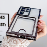 Transparent Plating Case For Samsung S24 Ultra S23 Plus S22 S21 S20 FE Capa For Samsung Note 20 Ultra 10 Card Holder Phone Cover