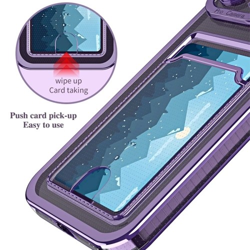 Transparent Plating Case For Samsung S24 Ultra S23 Plus S22 S21 S20 FE Capa For Samsung Note 20 Ultra 10 Card Holder Phone Cover