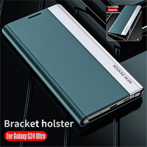 Leather Plating Magnetic Case For Samsung S24 S23 Ultra S22 S21 S20 FE S10E S9 Plus Note 20 Ultra 10 Plus Stand Flip Phone Cover