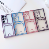 Transparent Plating Case For Samsung S24 Ultra S23 Plus S22 S21 S20 FE Capa For Samsung Note 20 Ultra 10 Card Holder Phone Cover