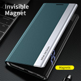 Leather Plating Magnetic Case For Samsung S24 S23 Ultra S22 S21 S20 FE S10E S9 Plus Note 20 Ultra 10 Plus Stand Flip Phone Cover