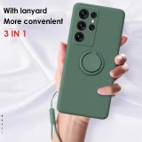 Liquid Silicone Case For Samsung S24 S23 Ultra S22 S21 S20 FE S10 S9 Plus Note 20 Ultra 10 Plus Magnetic Ring Holder Phone Cover