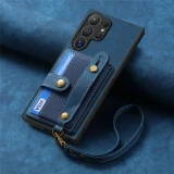 Wrist Strap Phone Case for Samsung Galaxy S24 Plus S23 S21 FE S22 Ultra A24 A34 A54 A05 A15 A25 A35 A55 Wallet Card Holder Cover