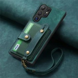 Wrist Strap Phone Case for Samsung Galaxy S24 Plus S23 S21 FE S22 Ultra A24 A34 A54 A05 A15 A25 A35 A55 Wallet Card Holder Cover