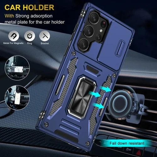 For Samsung Galaxy S23 S21 FE S24 S22 Ultra Plus A54 A34 A15 Phone Case with Metal Ring Kickstand Holder Rugged Protective Cover
