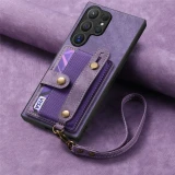 Wrist Strap Phone Case for Samsung Galaxy S24 Plus S23 S21 FE S22 Ultra A24 A34 A54 A05 A15 A25 A35 A55 Wallet Card Holder Cover