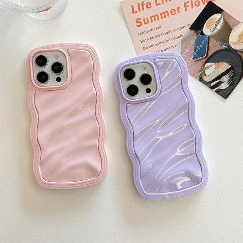 2 in 1 Wavy Phone Case for IPhone 15 14 13 12 11 Pro Max Silicone Heavy Duty Shockproof Protective Candy Cute Cover
